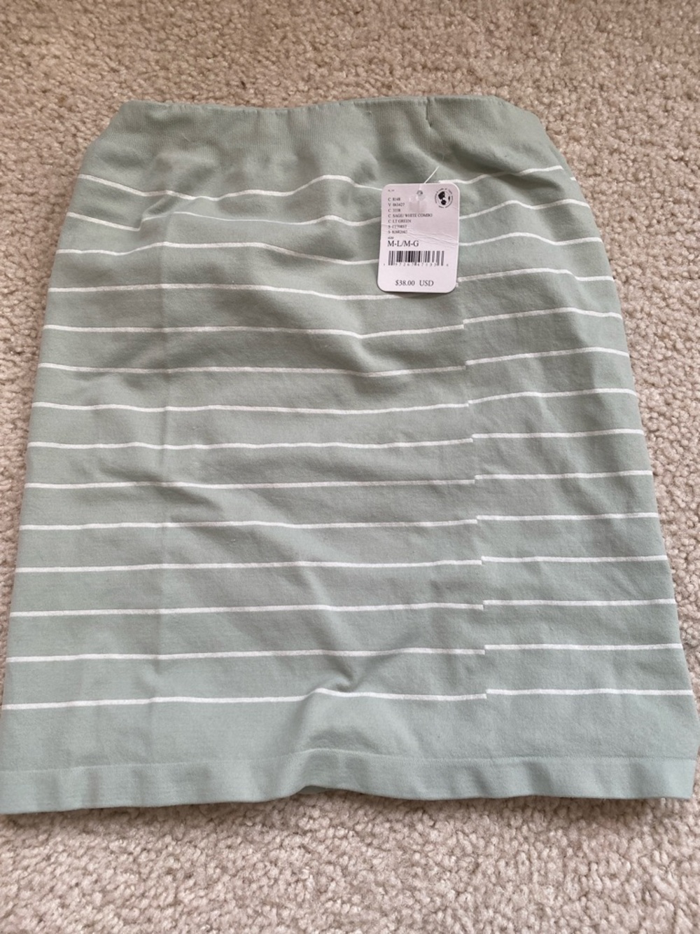 Striped Sage Green Tube Top - Women - Picture 2 of 4